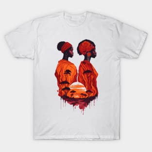Sisters Friendship in African sunset T-Shirt